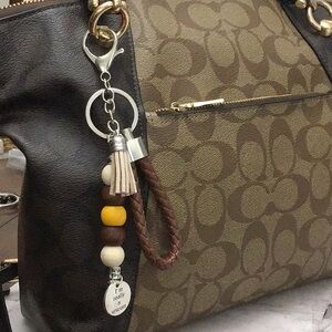 Brown Braided Rope Bag Charm